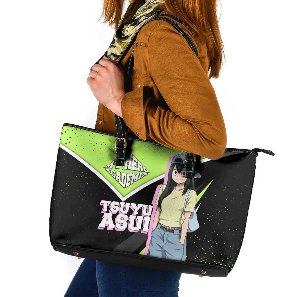 Tsuyu Asui My Hero Academia Leather Tote Bag Anime Grunge Splatter Graphic Style