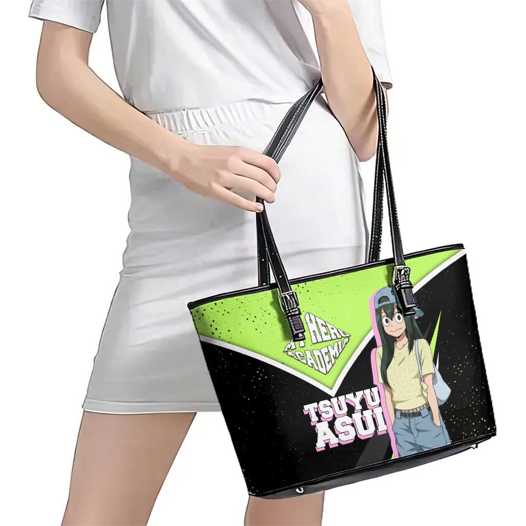 Tsuyu Asui My Hero Academia Leather Tote Bag Anime Grunge Splatter Graphic Style