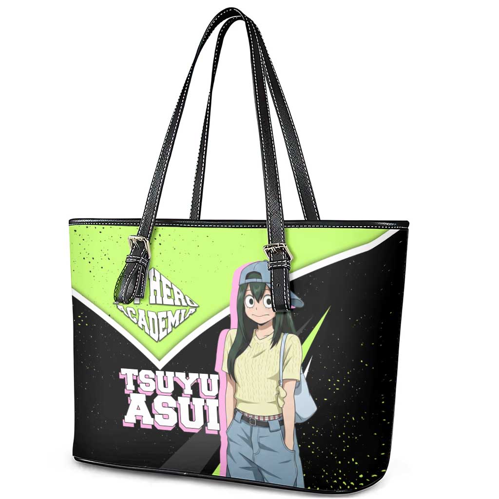 Tsuyu Asui My Hero Academia Leather Tote Bag Anime Grunge Splatter Graphic Style