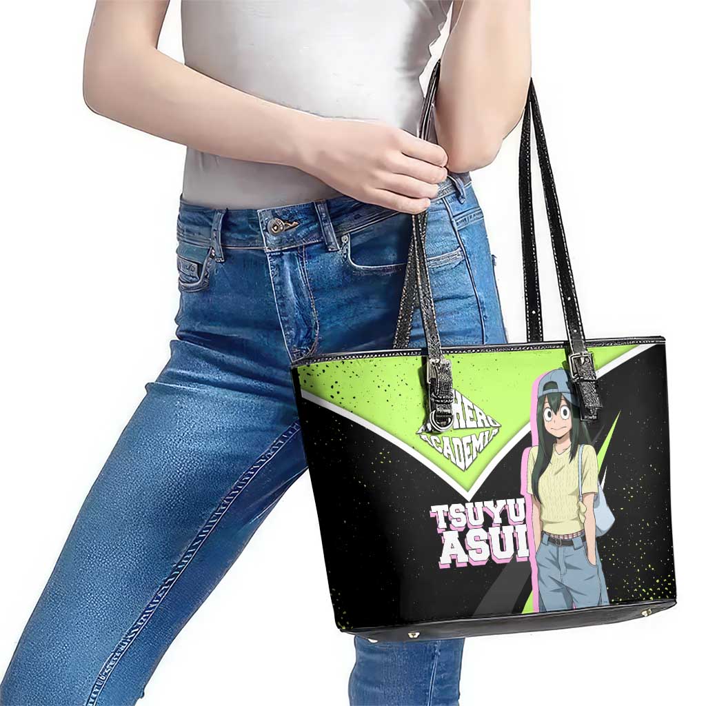 Tsuyu Asui My Hero Academia Leather Tote Bag Anime Grunge Splatter Graphic Style
