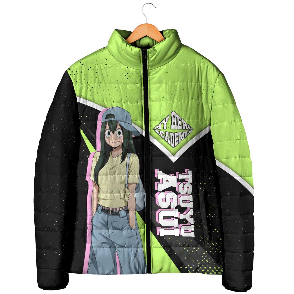 Tsuyu Asui My Hero Academia Padded Jacket Anime Grunge Splatter Graphic Style