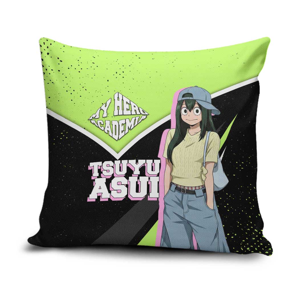 Tsuyu Asui My Hero Academia Pillow Cover Anime Grunge Splatter Graphic Style