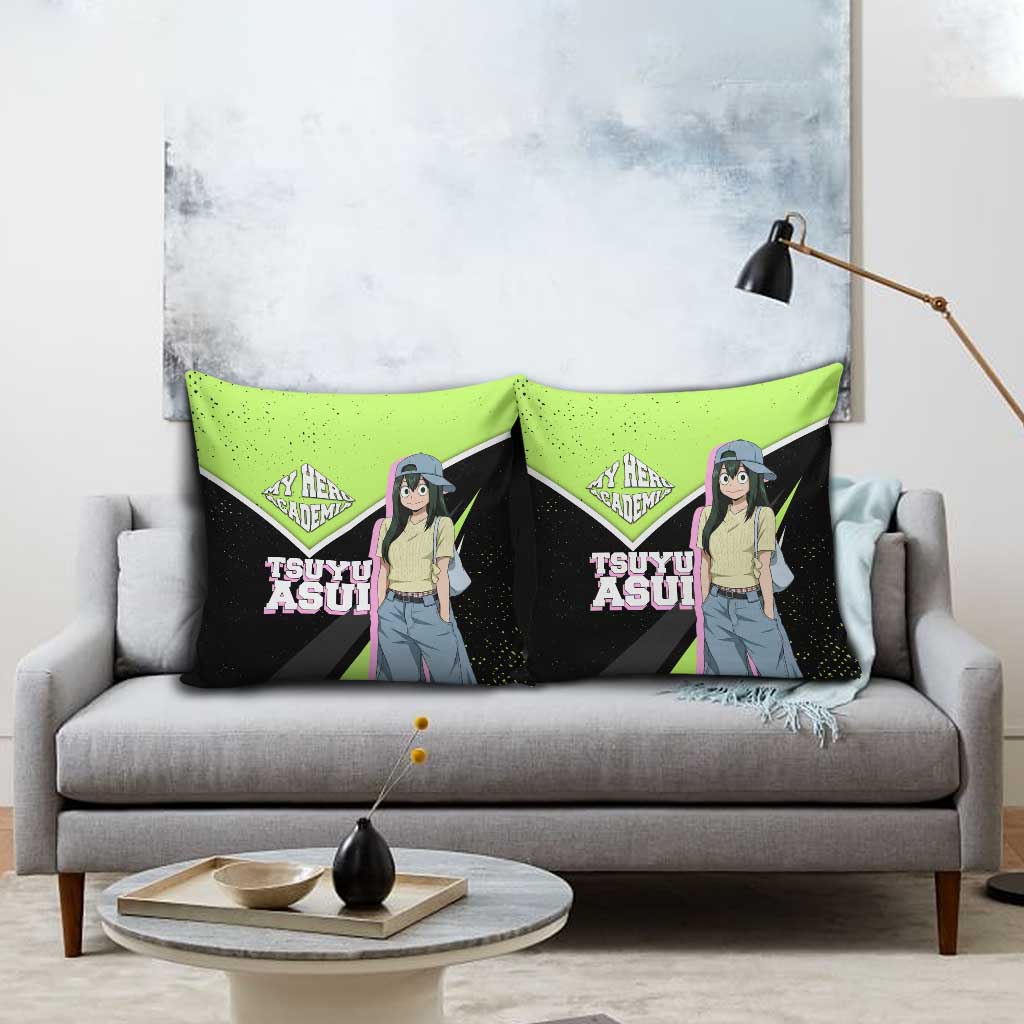 Tsuyu Asui My Hero Academia Pillow Cover Anime Grunge Splatter Graphic Style