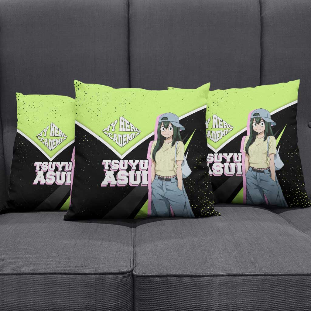 Tsuyu Asui My Hero Academia Pillow Cover Anime Grunge Splatter Graphic Style