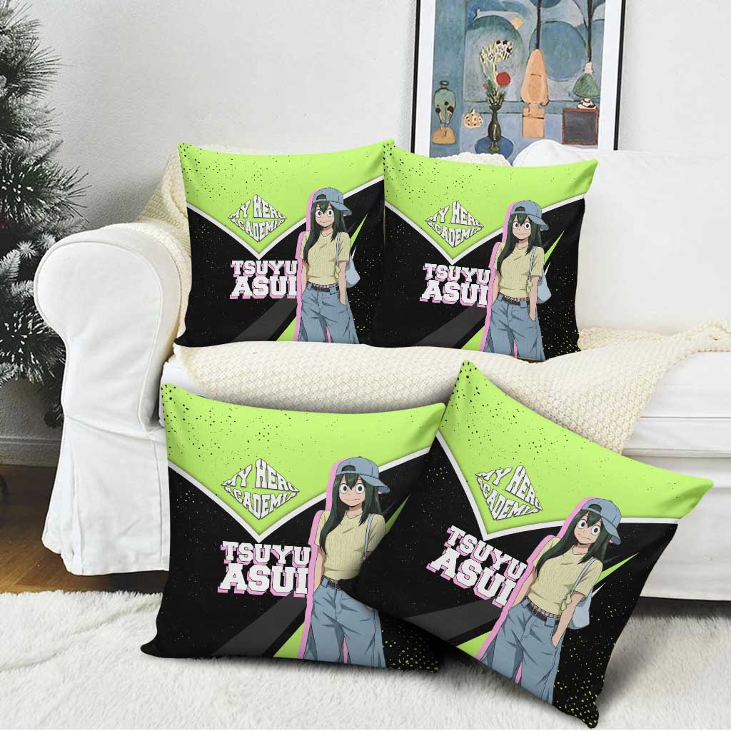 Tsuyu Asui My Hero Academia Pillow Cover Anime Grunge Splatter Graphic Style