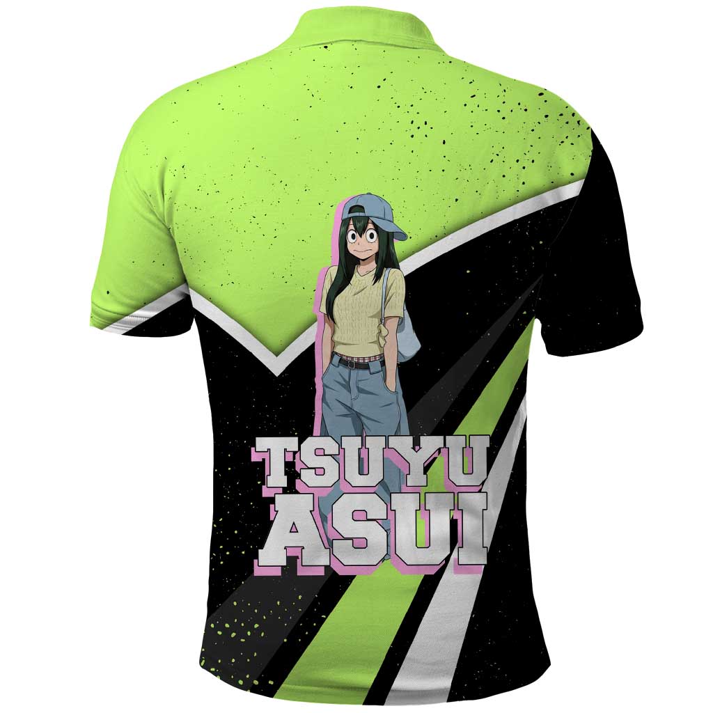 Tsuyu Asui My Hero Academia Polo Shirt Anime Grunge Splatter Graphic Style