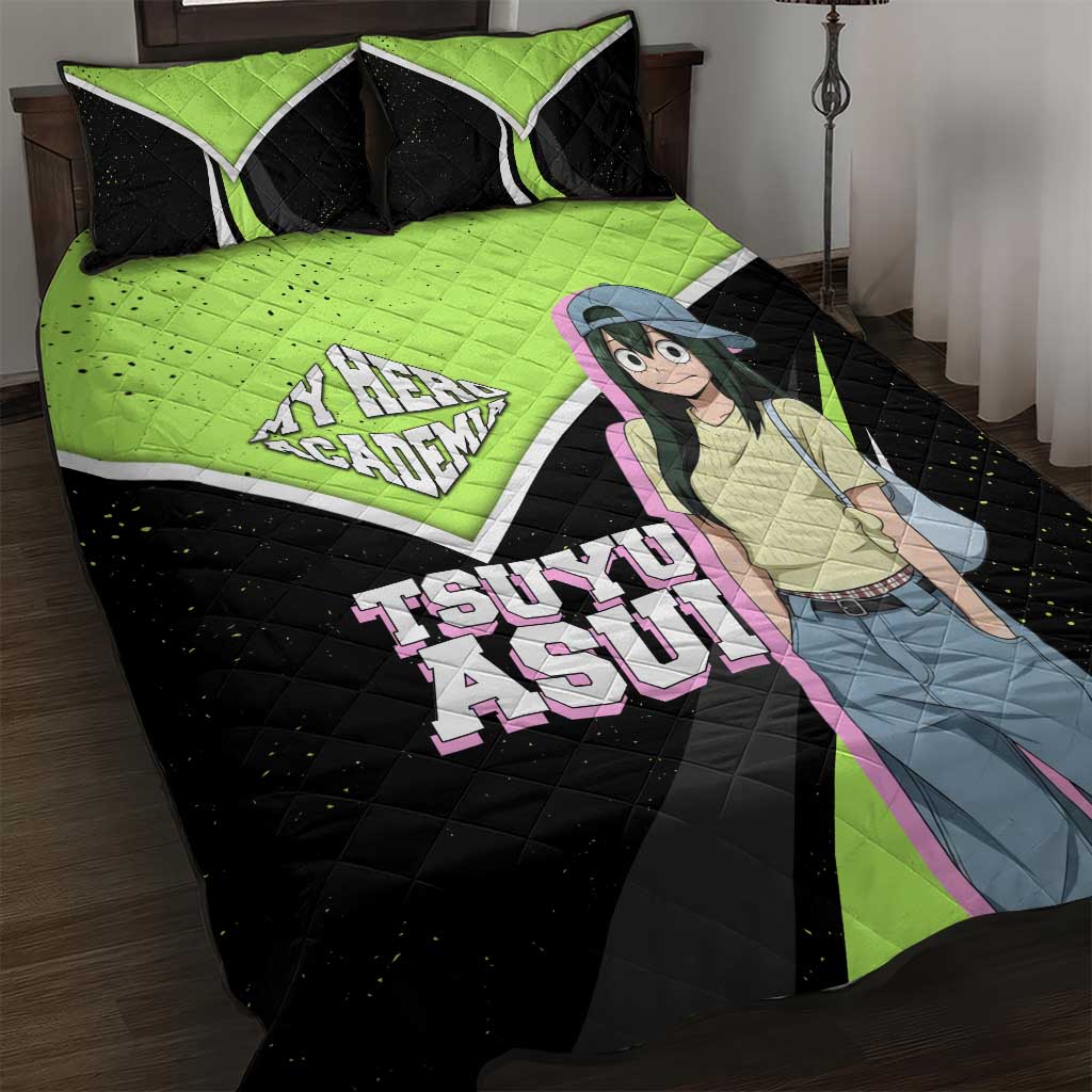 Tsuyu Asui My Hero Academia Quilt Bed Set Anime Grunge Splatter Graphic Style