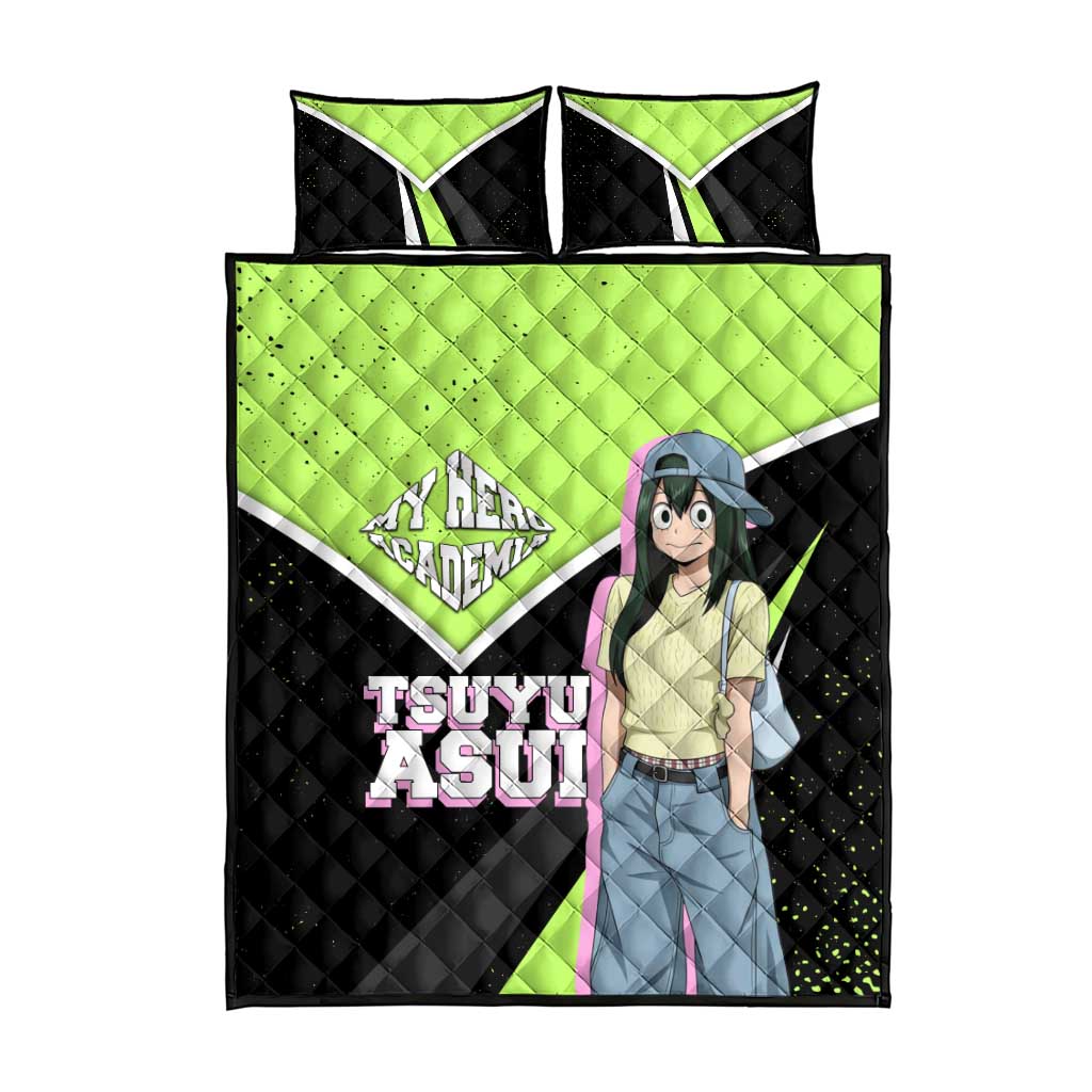 Tsuyu Asui My Hero Academia Quilt Bed Set Anime Grunge Splatter Graphic Style