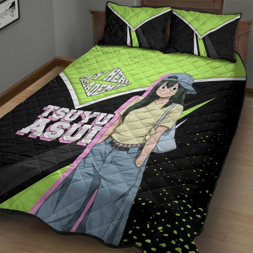 Tsuyu Asui My Hero Academia Quilt Bed Set Anime Grunge Splatter Graphic Style