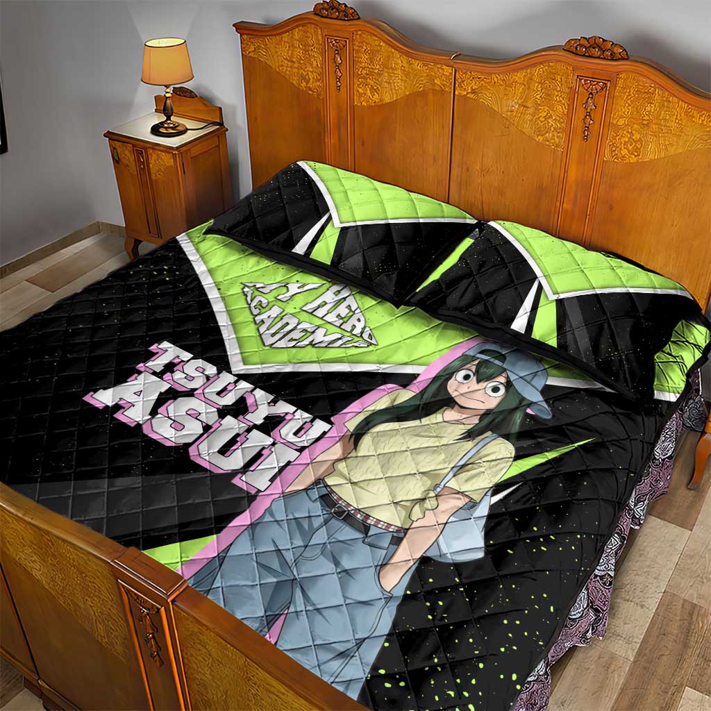 Tsuyu Asui My Hero Academia Quilt Bed Set Anime Grunge Splatter Graphic Style