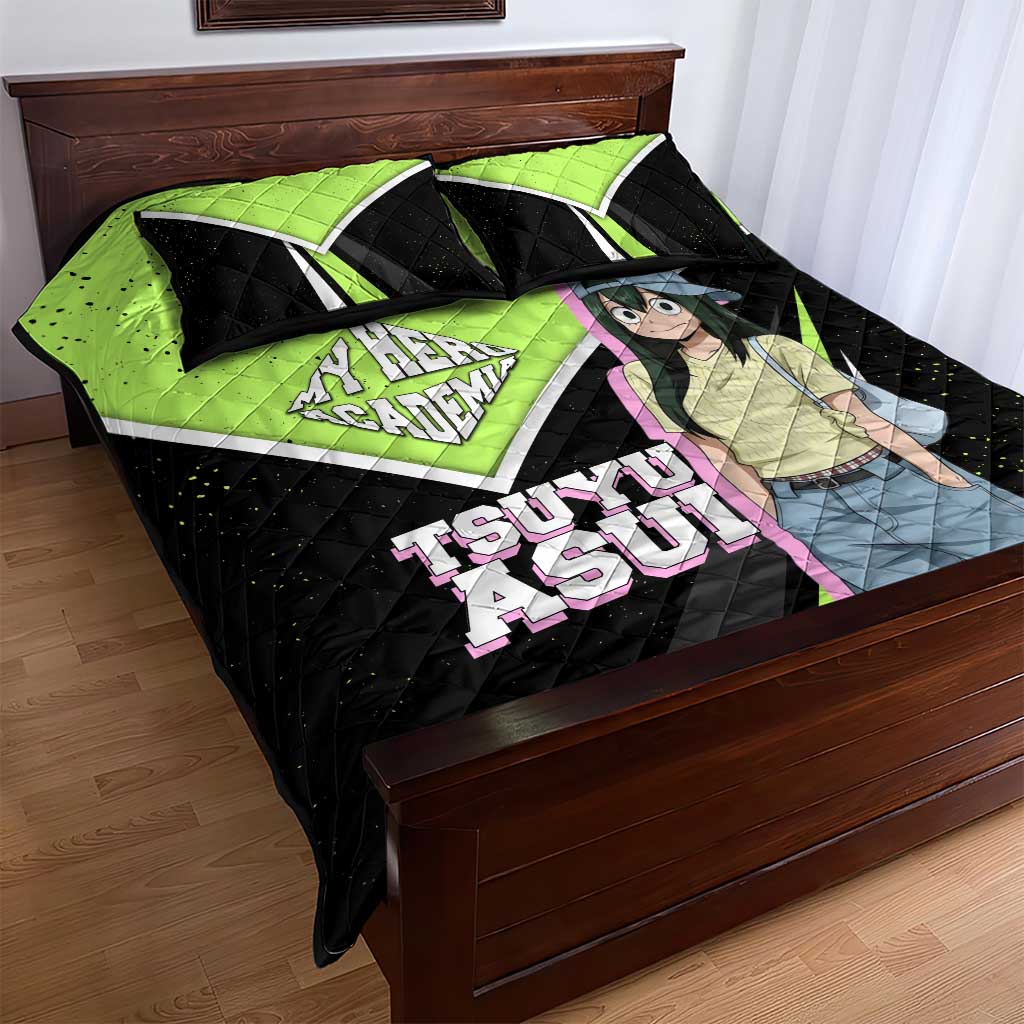 Tsuyu Asui My Hero Academia Quilt Bed Set Anime Grunge Splatter Graphic Style