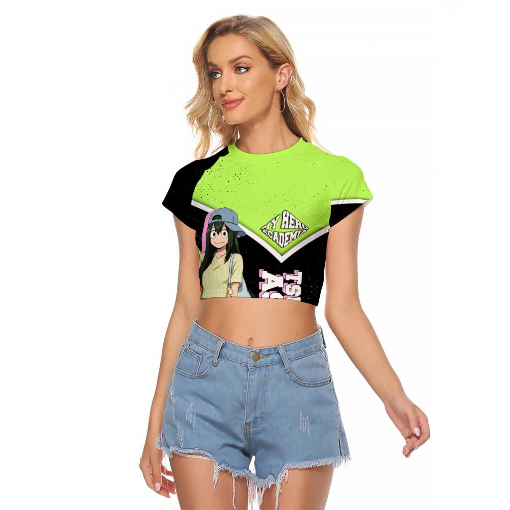 Tsuyu Asui My Hero Academia Raglan Cropped T Shirt Anime Grunge Splatter Graphic Style