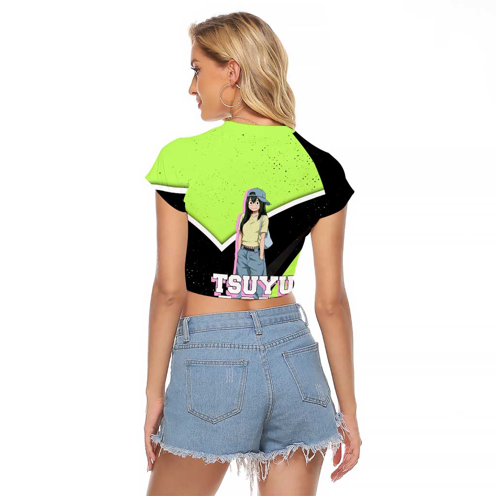 Tsuyu Asui My Hero Academia Raglan Cropped T Shirt Anime Grunge Splatter Graphic Style