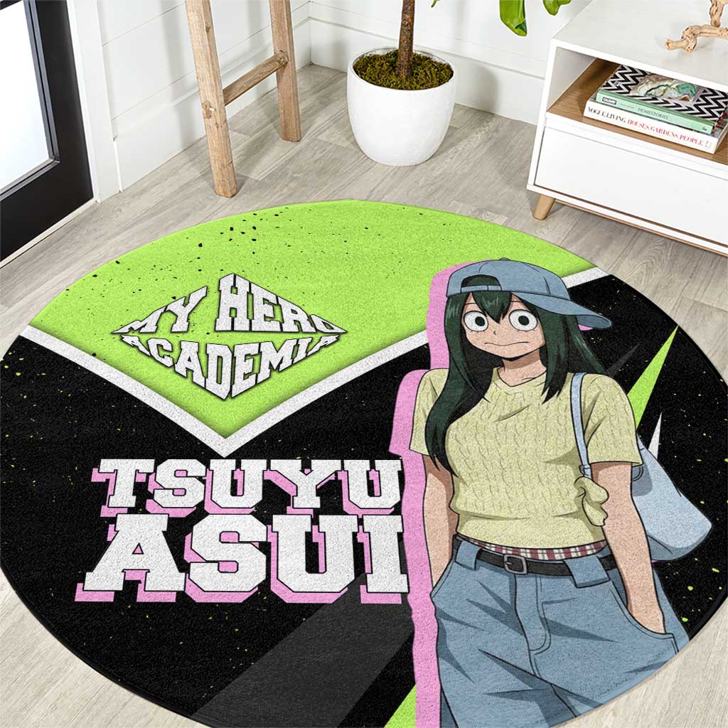 Tsuyu Asui My Hero Academia Round Carpet Anime Grunge Splatter Graphic Style