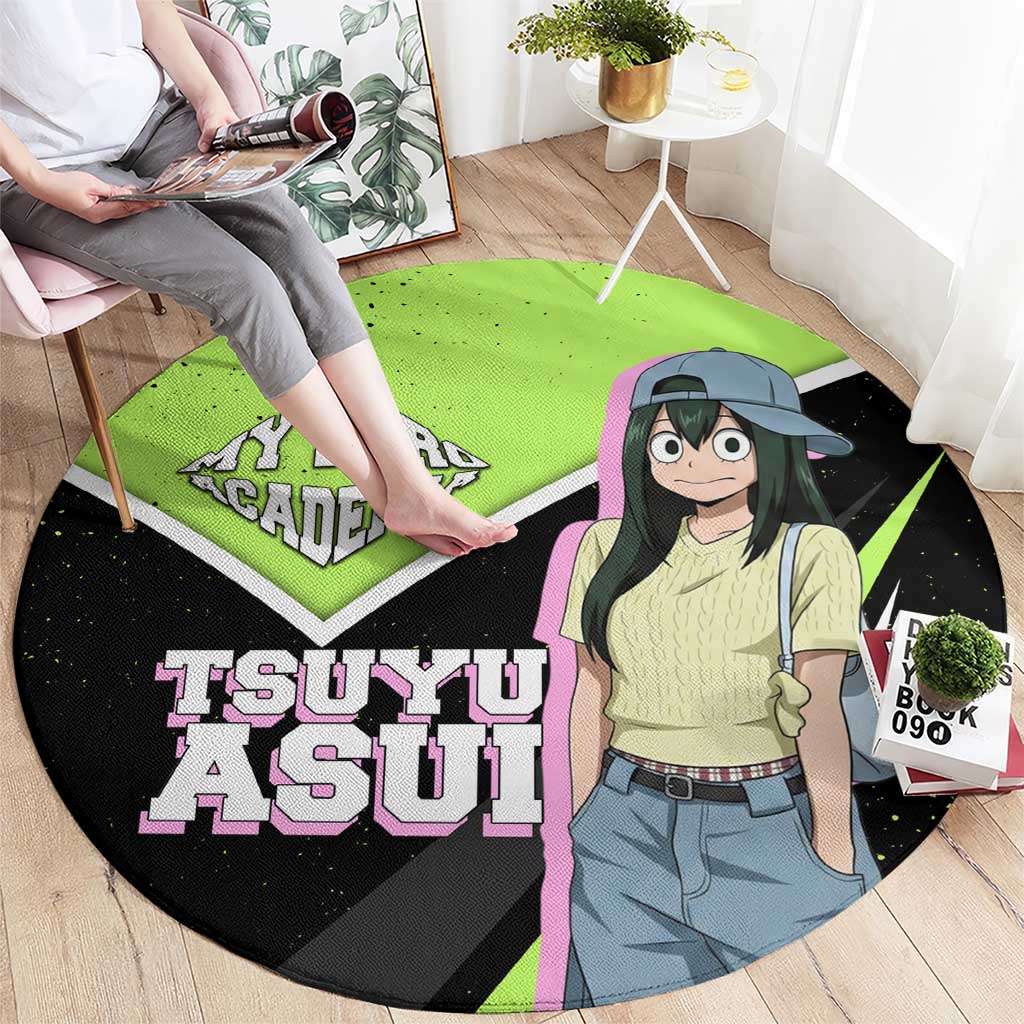 Tsuyu Asui My Hero Academia Round Carpet Anime Grunge Splatter Graphic Style