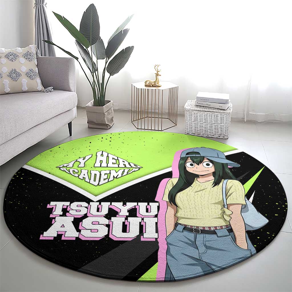 Tsuyu Asui My Hero Academia Round Carpet Anime Grunge Splatter Graphic Style