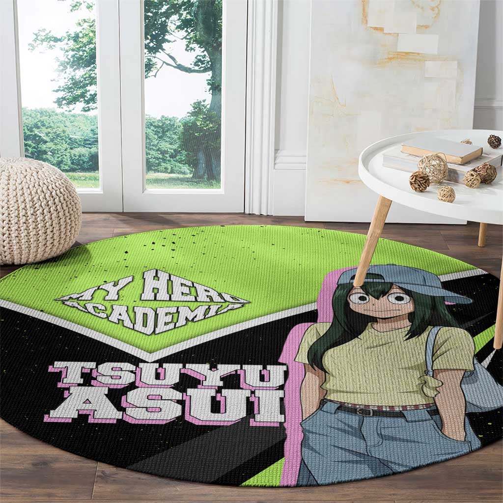 Tsuyu Asui My Hero Academia Round Carpet Anime Grunge Splatter Graphic Style