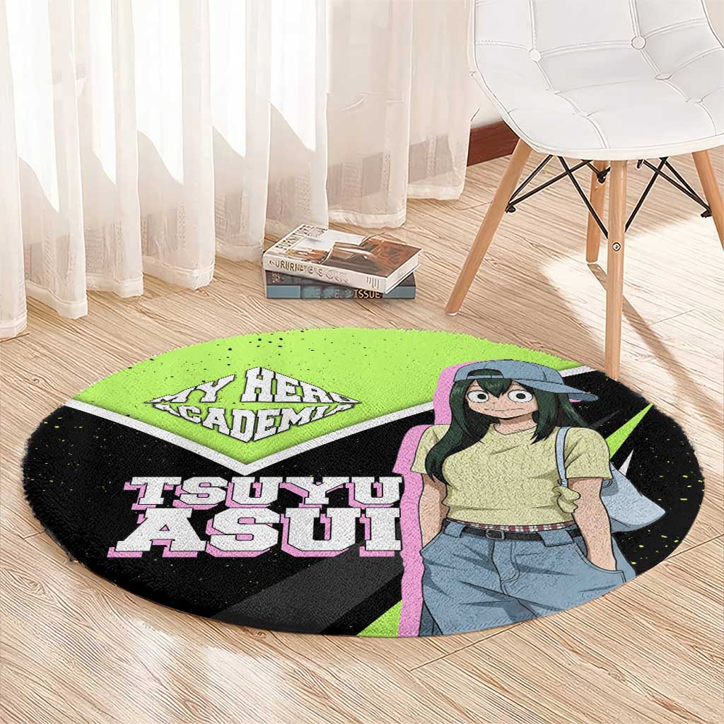 Tsuyu Asui My Hero Academia Round Carpet Anime Grunge Splatter Graphic Style