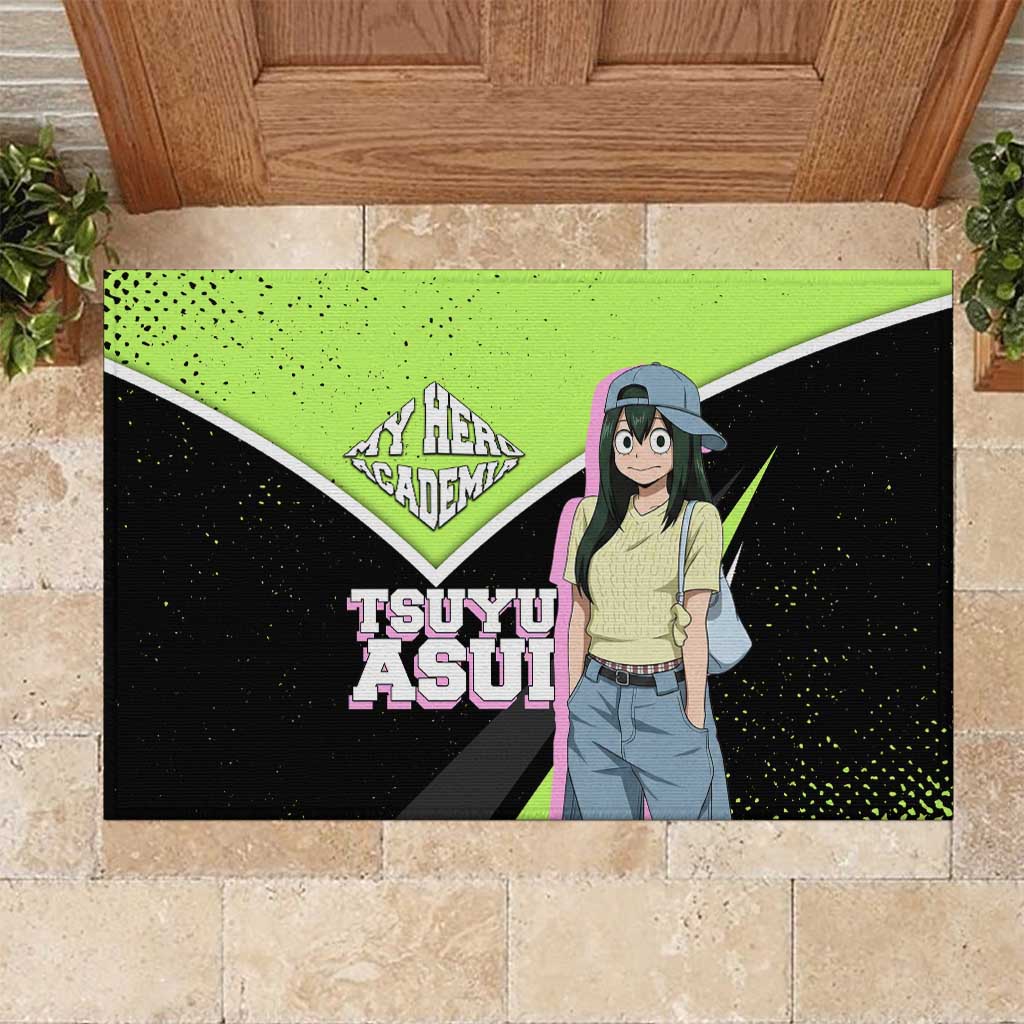 Tsuyu Asui My Hero Academia Rubber Doormat Anime Grunge Splatter Graphic Style