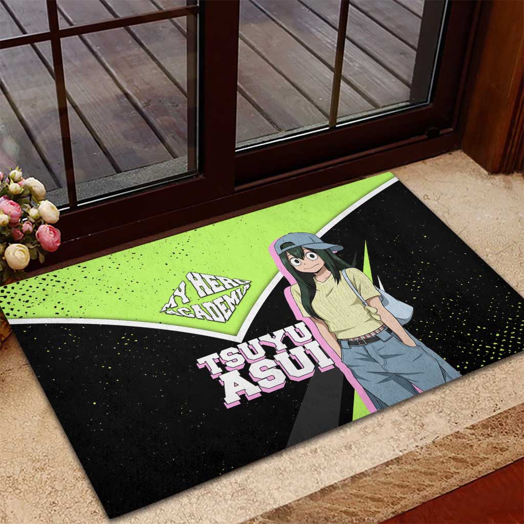 Tsuyu Asui My Hero Academia Rubber Doormat Anime Grunge Splatter Graphic Style