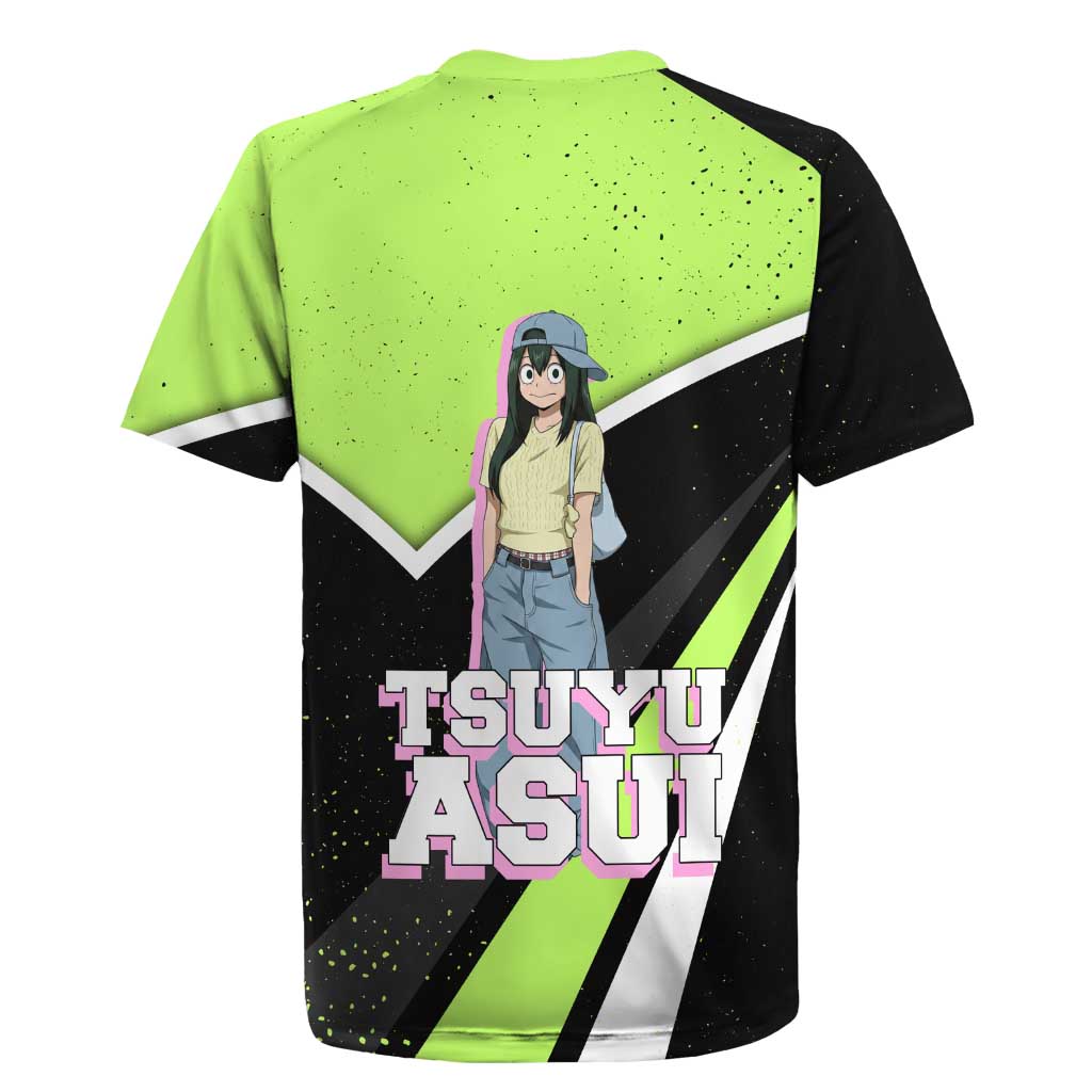 Tsuyu Asui My Hero Academia Rugby Jersey Anime Grunge Splatter Graphic Style