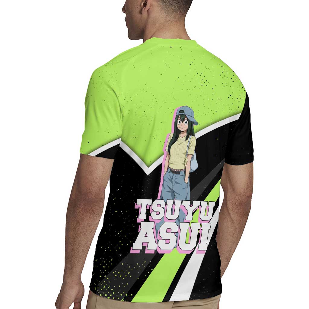 Tsuyu Asui My Hero Academia Rugby Jersey Anime Grunge Splatter Graphic Style