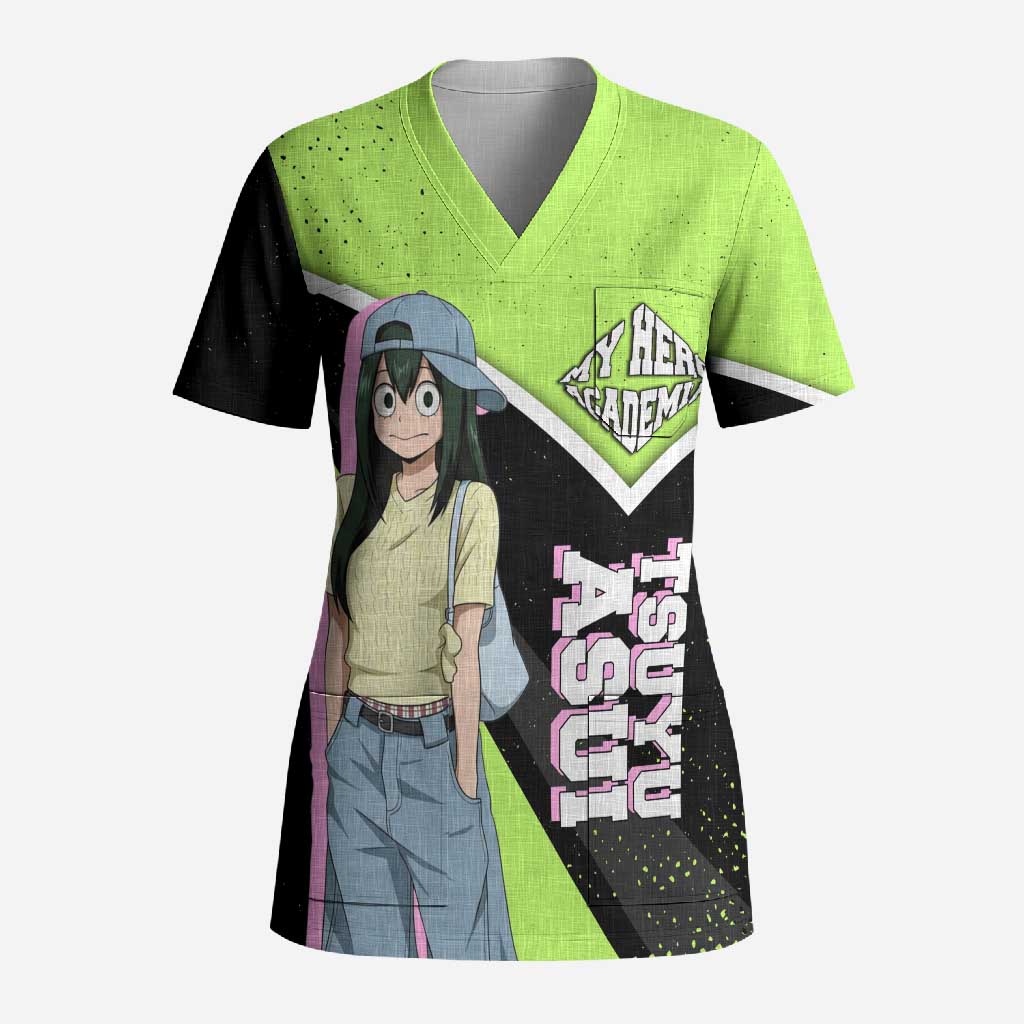 Tsuyu Asui My Hero Academia Scrub Top Anime Grunge Splatter Graphic Style