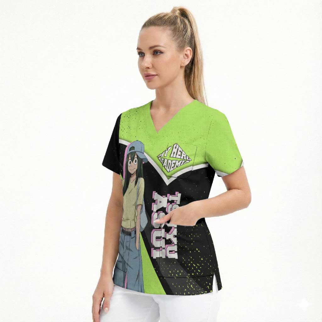 Tsuyu Asui My Hero Academia Scrub Top Anime Grunge Splatter Graphic Style
