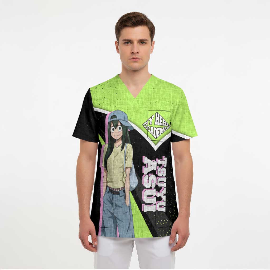 Tsuyu Asui My Hero Academia Scrub Top Anime Grunge Splatter Graphic Style