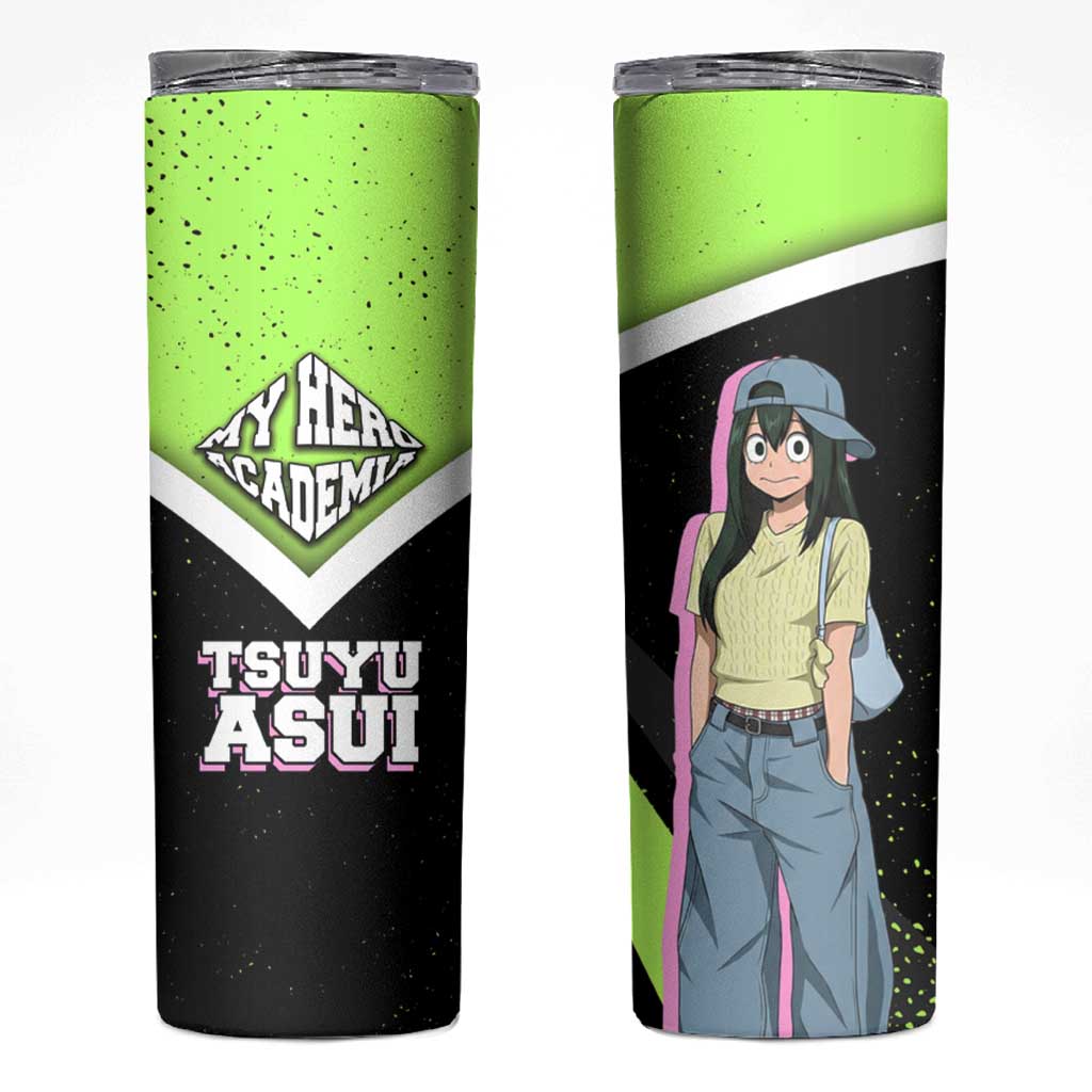 Tsuyu Asui My Hero Academia Skinny Tumbler Anime Grunge Splatter Graphic Style