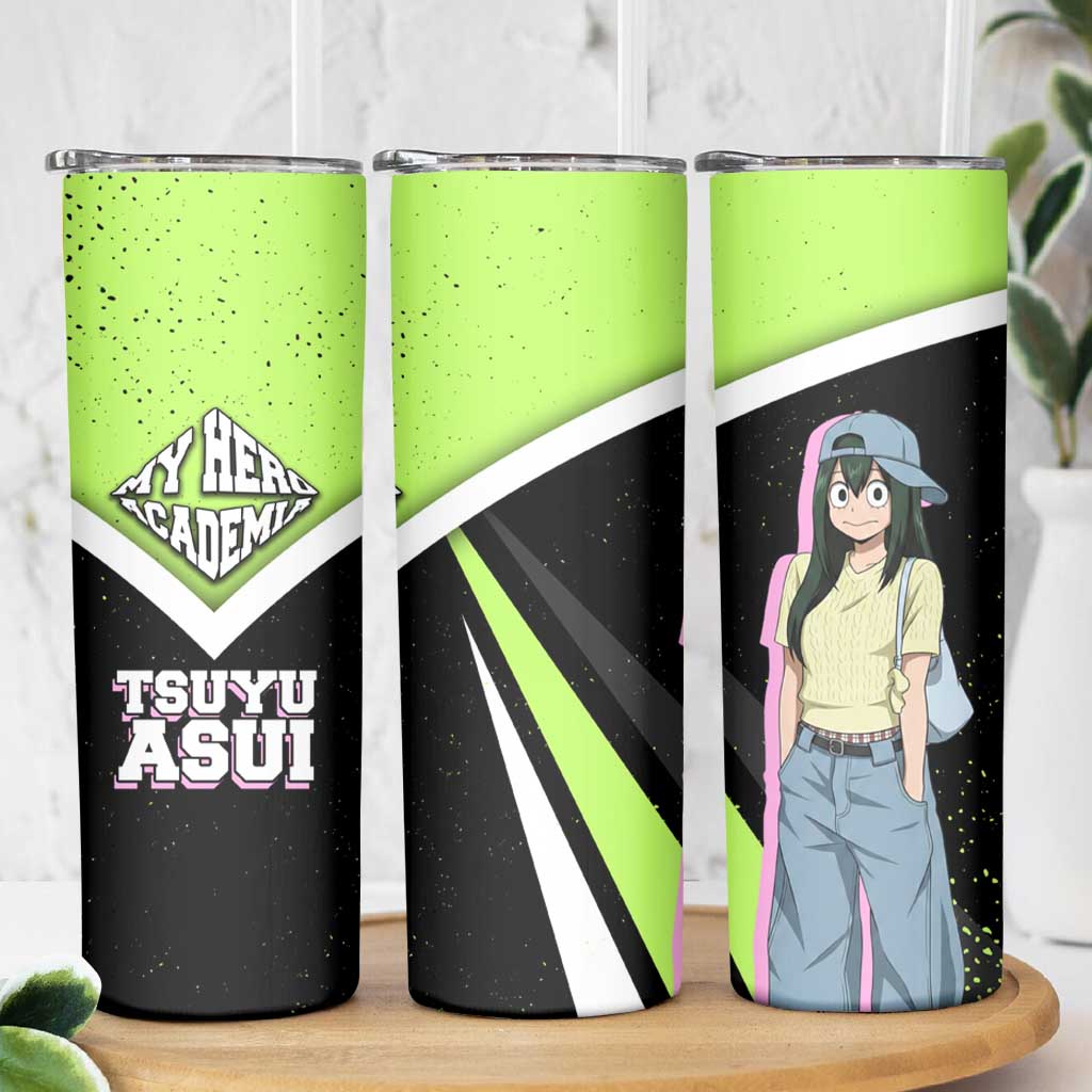 Tsuyu Asui My Hero Academia Skinny Tumbler Anime Grunge Splatter Graphic Style