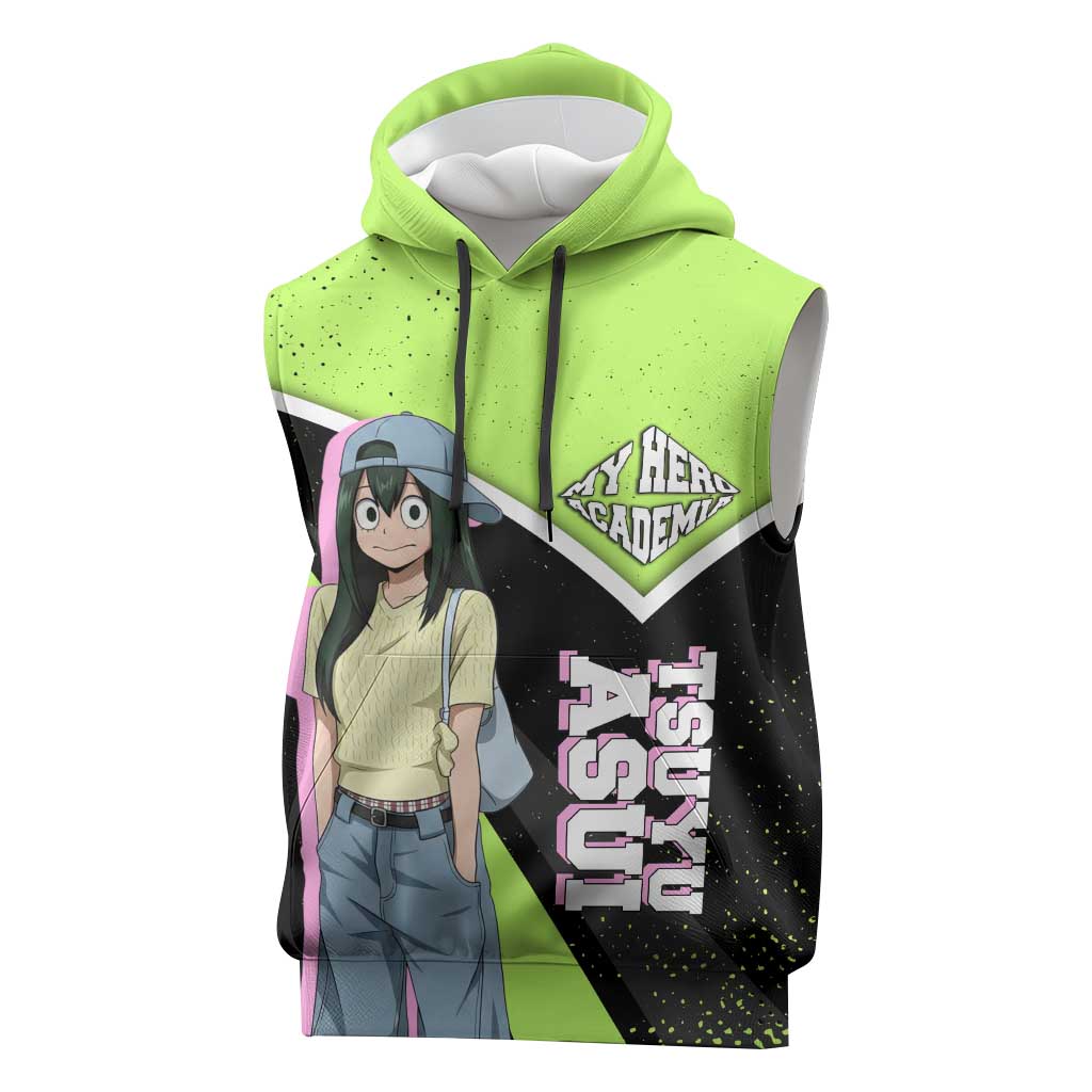 Tsuyu Asui My Hero Academia Sleeveless Hoodie Anime Grunge Splatter Graphic Style