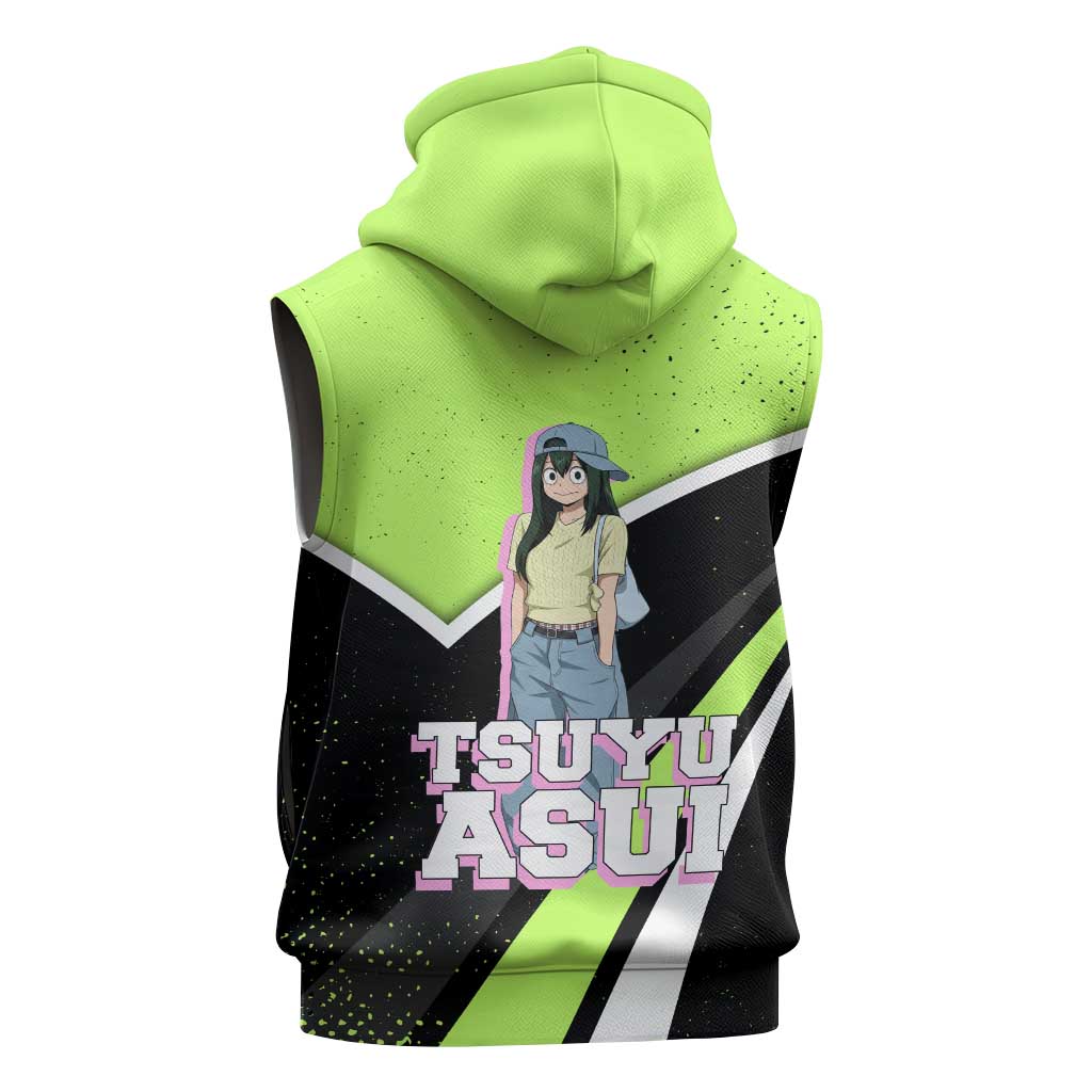 Tsuyu Asui My Hero Academia Sleeveless Hoodie Anime Grunge Splatter Graphic Style