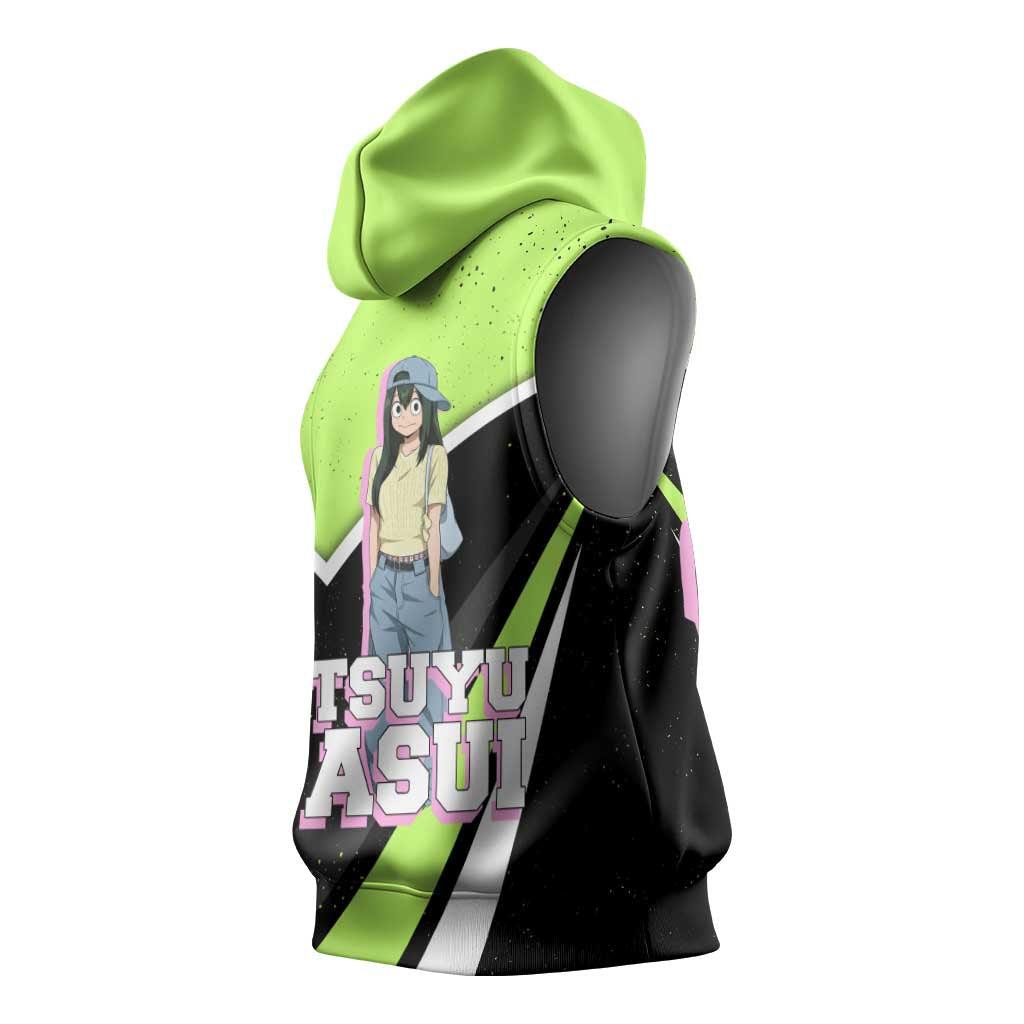 Tsuyu Asui My Hero Academia Sleeveless Hoodie Anime Grunge Splatter Graphic Style