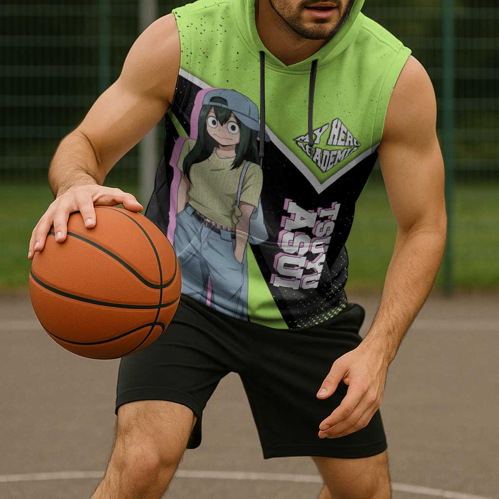 Tsuyu Asui My Hero Academia Sleeveless Hoodie Anime Grunge Splatter Graphic Style
