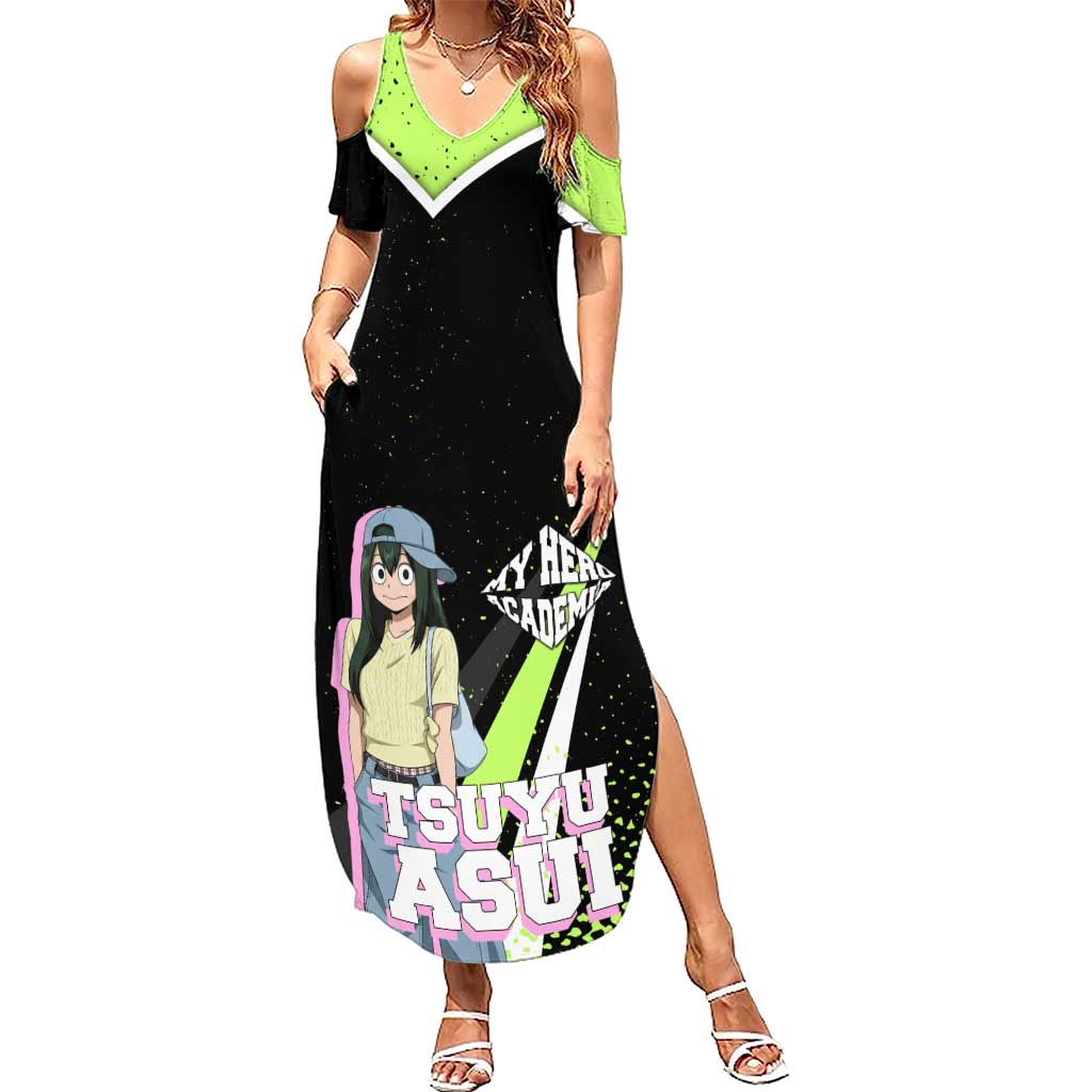 Tsuyu Asui My Hero Academia Summer Maxi Dress Anime Grunge Splatter Graphic Style