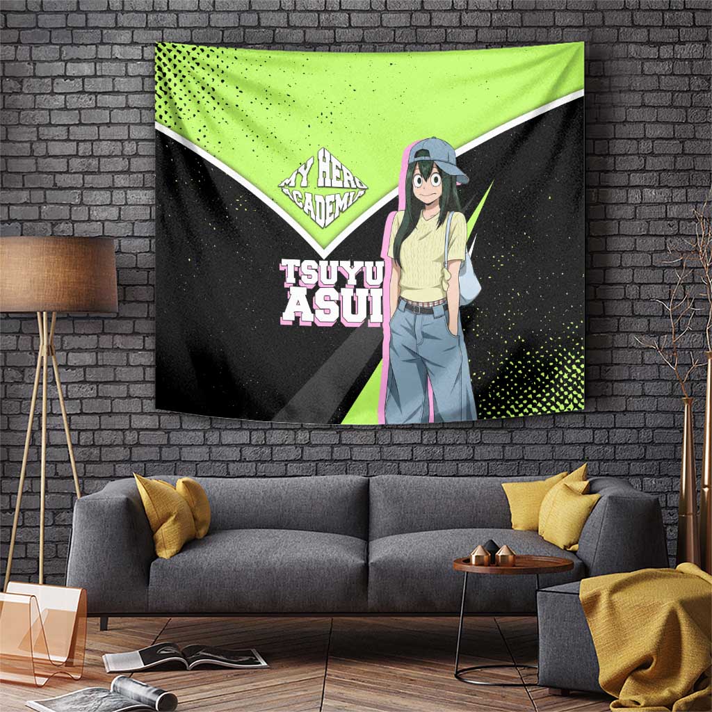 Tsuyu Asui My Hero Academia Tapestry Anime Grunge Splatter Graphic Style
