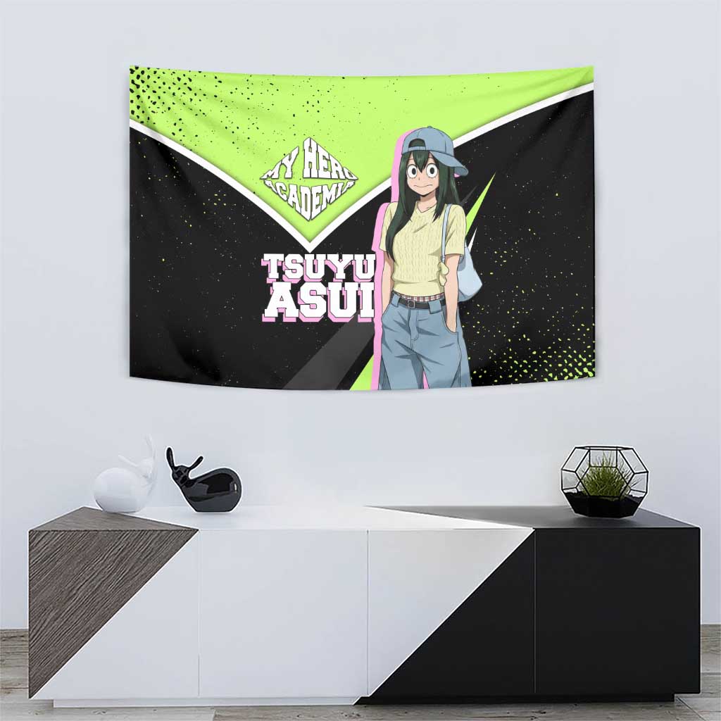 Tsuyu Asui My Hero Academia Tapestry Anime Grunge Splatter Graphic Style