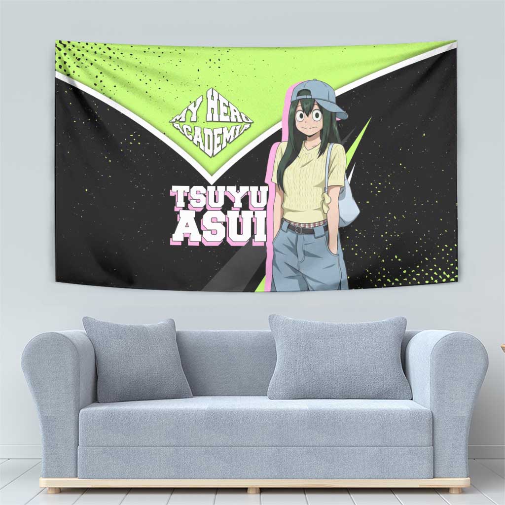 Tsuyu Asui My Hero Academia Tapestry Anime Grunge Splatter Graphic Style