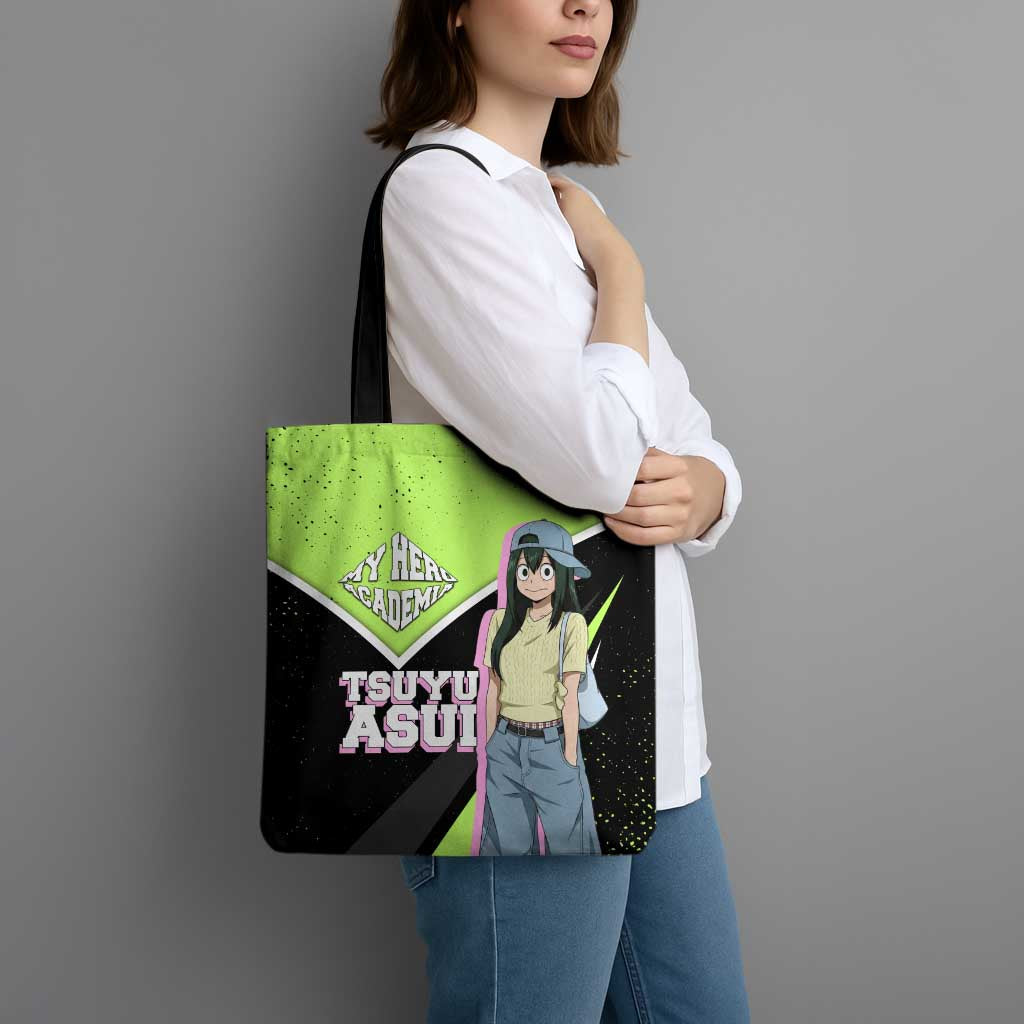 Tsuyu Asui My Hero Academia Tote Bag Anime Grunge Splatter Graphic Style