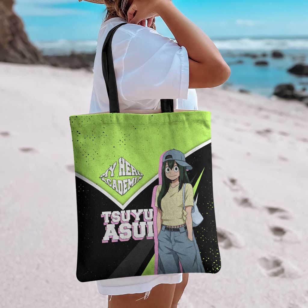 Tsuyu Asui My Hero Academia Tote Bag Anime Grunge Splatter Graphic Style