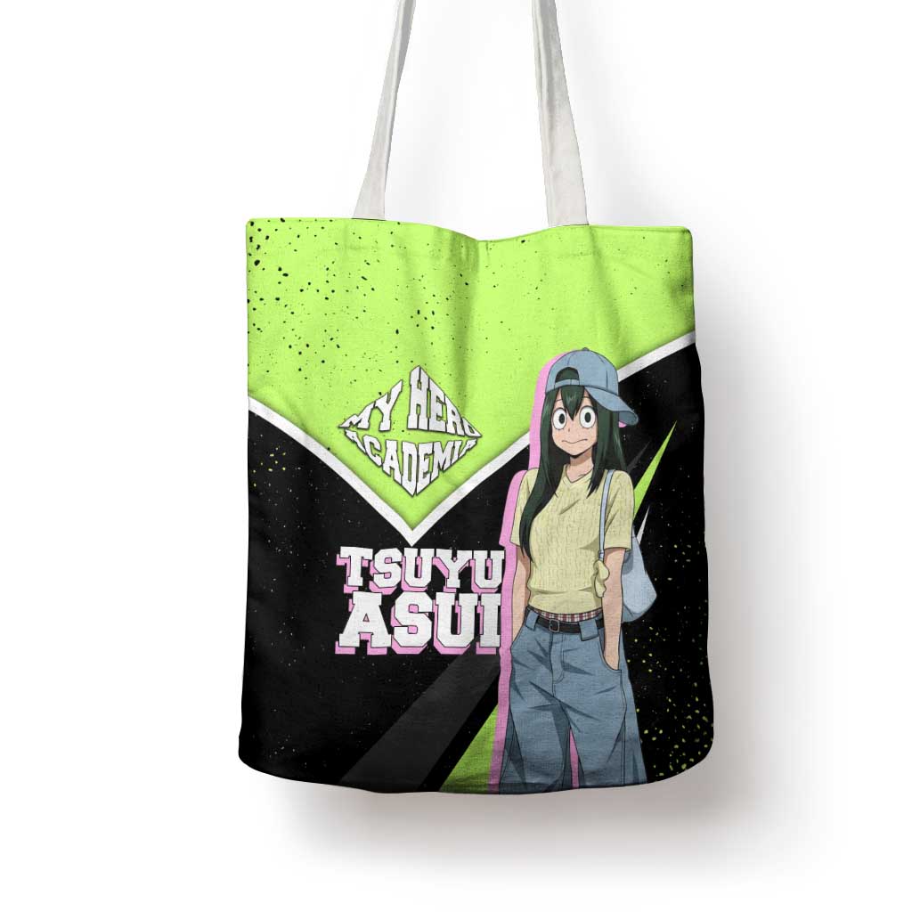 Tsuyu Asui My Hero Academia Tote Bag Anime Grunge Splatter Graphic Style