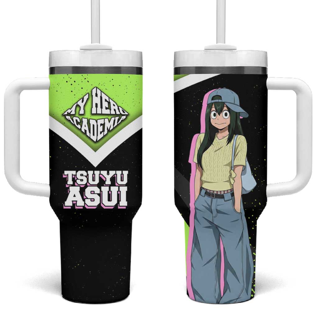 Tsuyu Asui My Hero Academia Tumbler With Handle Anime Grunge Splatter Graphic Style
