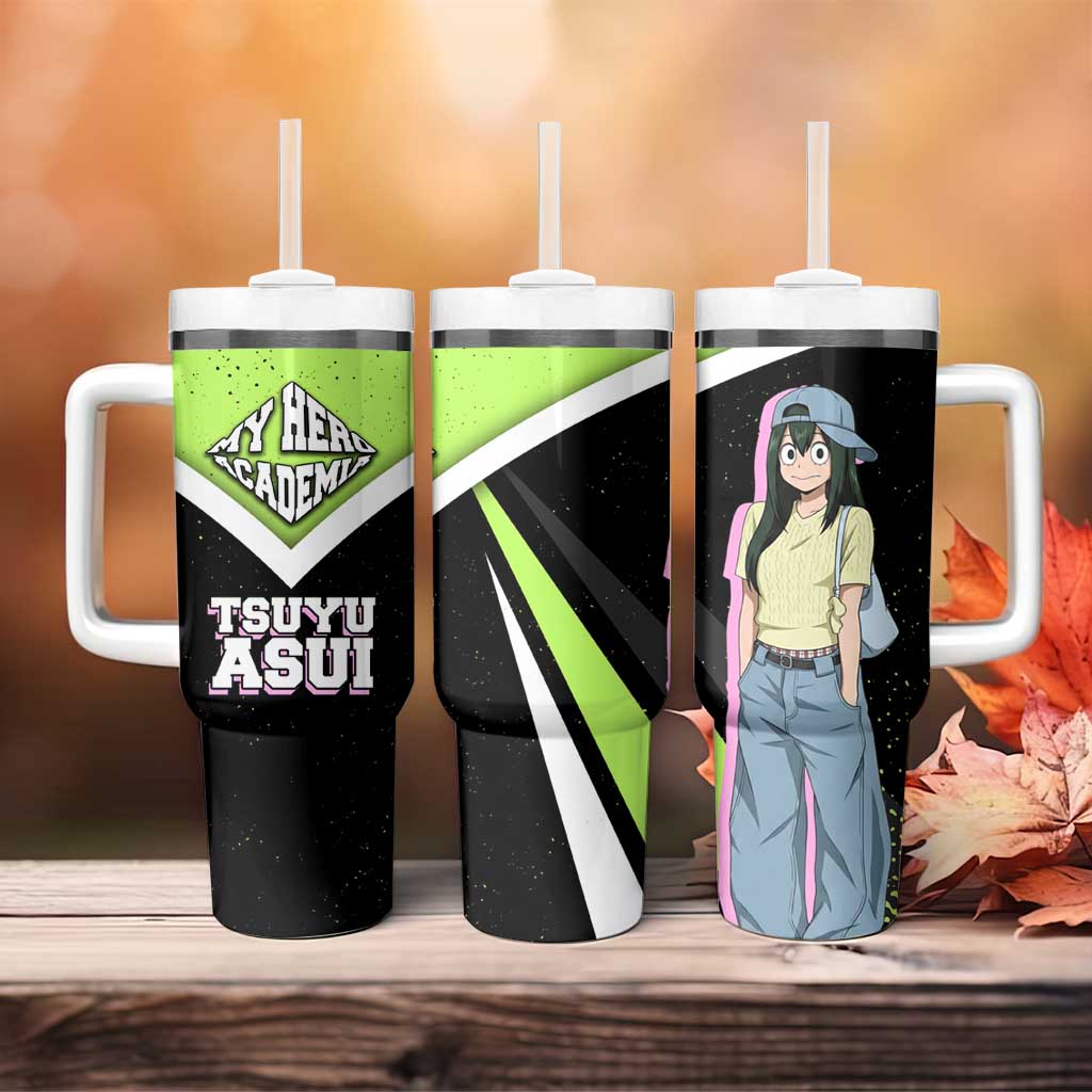 Tsuyu Asui My Hero Academia Tumbler With Handle Anime Grunge Splatter Graphic Style