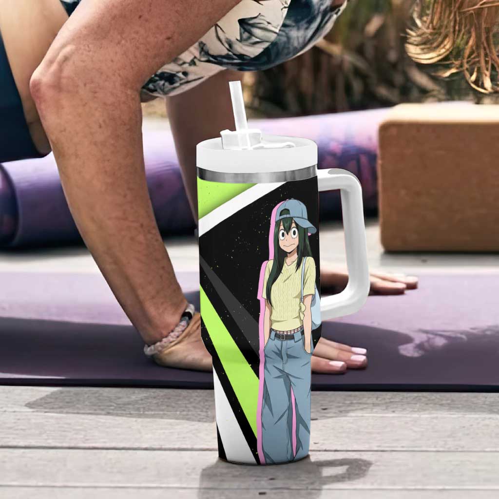 Tsuyu Asui My Hero Academia Tumbler With Handle Anime Grunge Splatter Graphic Style
