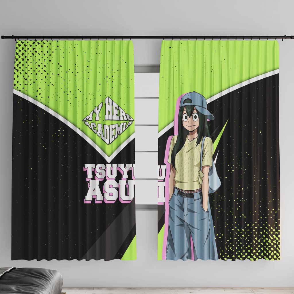 Tsuyu Asui My Hero Academia Window Curtain Anime Grunge Splatter Graphic Style