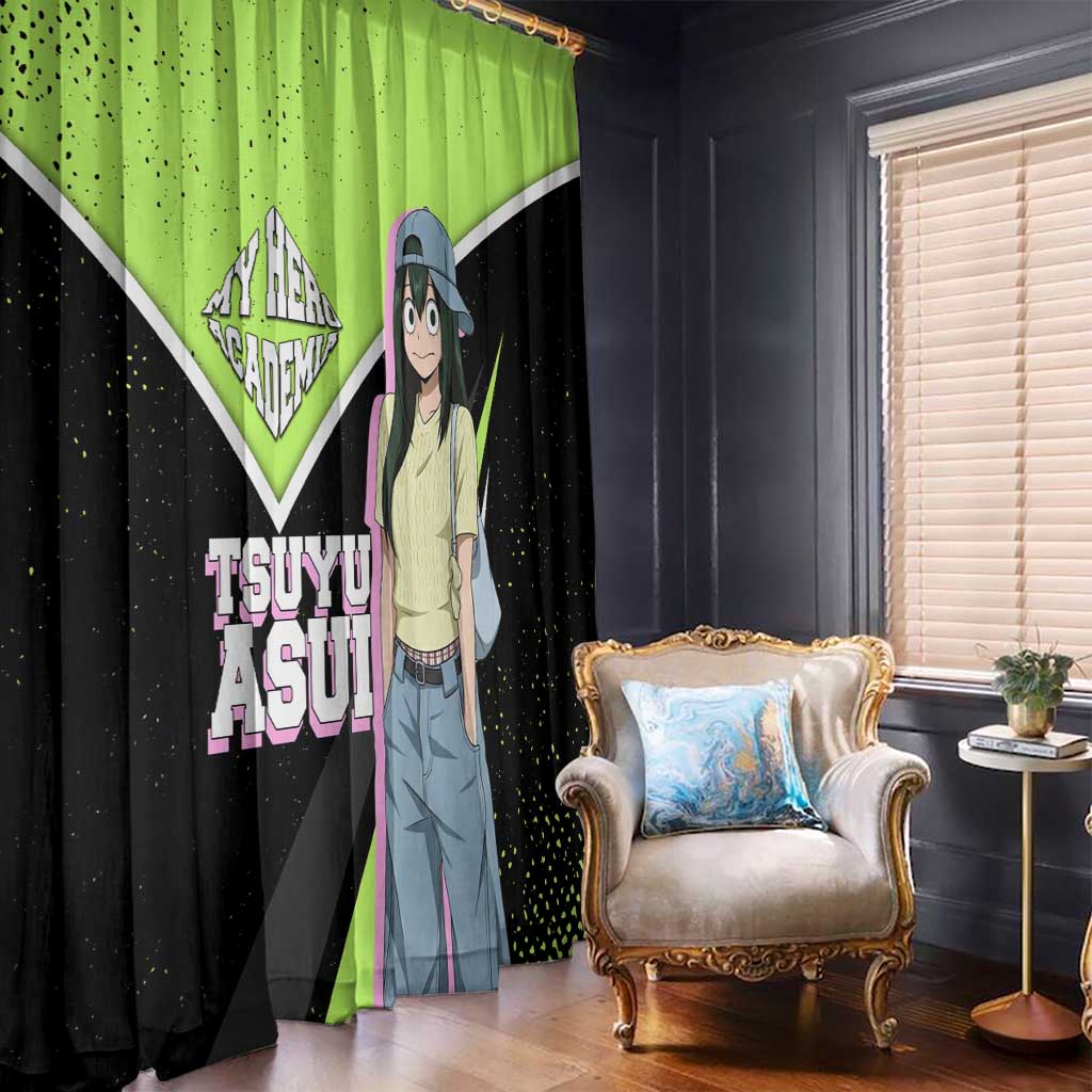 Tsuyu Asui My Hero Academia Window Curtain Anime Grunge Splatter Graphic Style