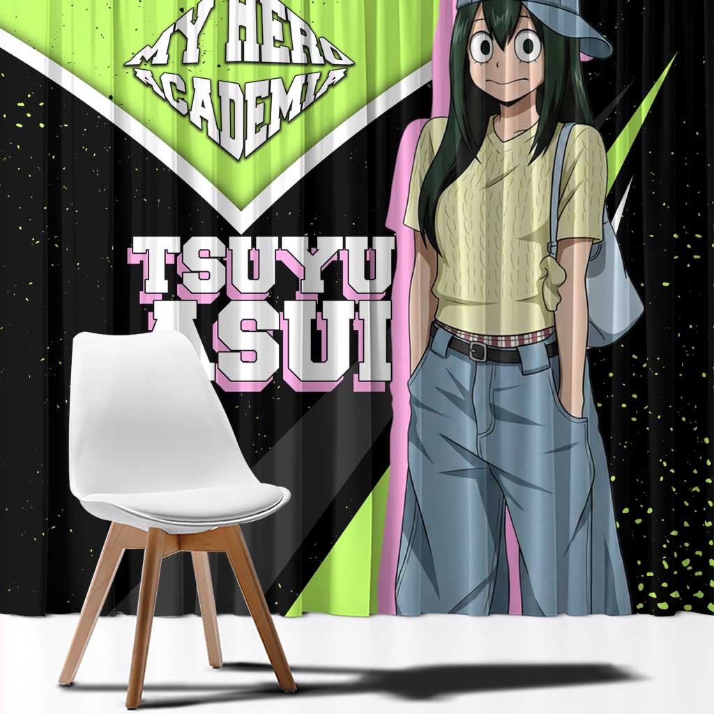 Tsuyu Asui My Hero Academia Window Curtain Anime Grunge Splatter Graphic Style