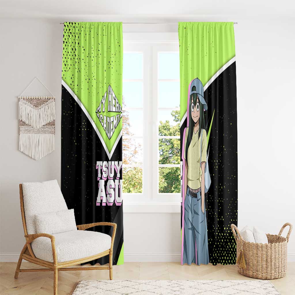 Tsuyu Asui My Hero Academia Window Curtain Anime Grunge Splatter Graphic Style