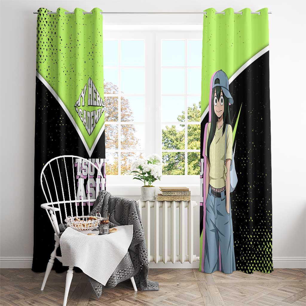 Tsuyu Asui My Hero Academia Window Curtain Anime Grunge Splatter Graphic Style